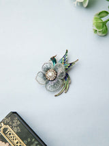 Peacock Bloom Pearl Brooch
