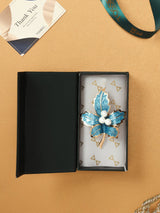 Pearl in Blue Flower Brooch - TOSSIDO