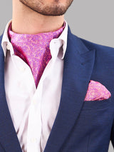 Pink Abstract Woven Cravat & Pocket Square Set - TOSSIDO