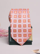 Pink & Red Square Geometric Necktie