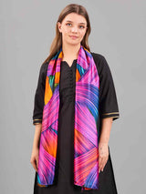 Pink & Blue Abstract Printed Stole - TOSSIDO