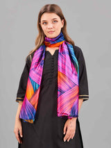 Pink & Blue Abstract Printed Stole - TOSSIDO