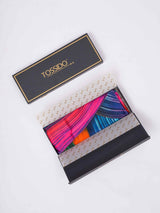 Pink & Blue Abstract Printed Stole - TOSSIDO