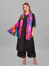 Pink & Blue Abstract Printed Stole - TOSSIDO