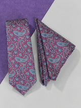 Pink & Blue Paisley Necktie & Pocket Square Giftset - TOSSIDO