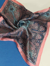 Pink & Blue Paisley Silk Pocket Square - TOSSIDO