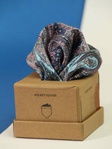 Pink & Blue Paisley Silk Pocket Square - TOSSIDO