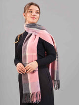 Pink Check Woolen Muffler - TOSSIDO