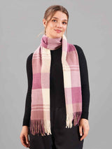 Pink Check Woolen Muffler - TOSSIDO