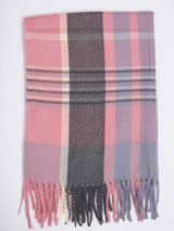 Pink Check Woolen Muffler - TOSSIDO