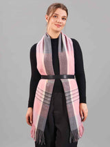 Pink Check Woolen Muffler - TOSSIDO