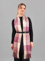 Pink Check Woolen Muffler - TOSSIDO