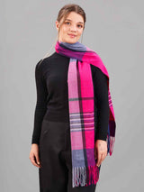 Pink Check Woolen Muffler - TOSSIDO