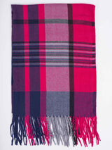 Pink Check Woolen Muffler - TOSSIDO
