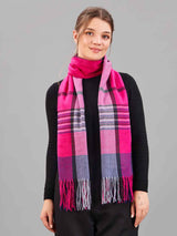 Pink Check Woolen Muffler - TOSSIDO