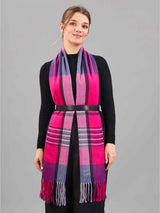 Pink Check Woolen Muffler - TOSSIDO