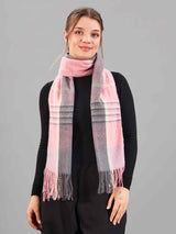 Pink Check Woolen Muffler - TOSSIDO