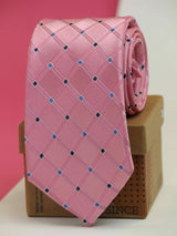 Pink Check Woven Silk Necktie - TOSSIDO