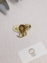 Pink Crystal Elephant Head Brooch