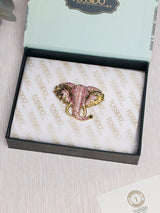 Pink Crystal Elephant Head Brooch