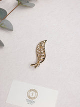 Pink Crystal Leaf Spray Pearl Brooch - TOSSIDO