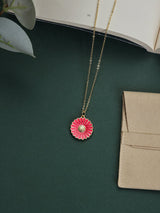 Pink Daisy Pendant Necklace - TOSSIDO
