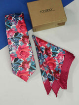 Pink Floral Printed Necktie and Pocket Square Set - TOSSIDO
