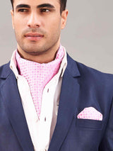 Pink Floral Woven Ascot & Pocket Square - TOSSIDO
