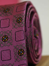 Pink Floral Woven Silk Necktie - TOSSIDO