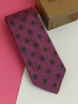 Pink Floral Woven Silk Necktie - TOSSIDO