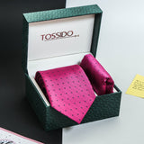 Pink Geometric Necktie & Pocket Square Giftset - TOSSIDO