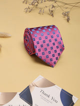 Pink Geometric Woven Silk Necktie - TOSSIDO