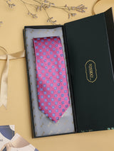 Pink Geometric Woven Silk Necktie - TOSSIDO