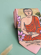 Pink Hand - Painted Woven Necktie - Buddha - TOSSIDO