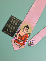 Pink Hand - Painted Woven Necktie - Buddha - TOSSIDO