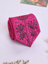 Pink Hand - Painted Woven Necktie - Floral Pattern - TOSSIDO