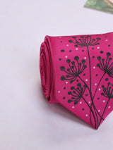 Pink Hand - Painted Woven Necktie - Floral Pattern - TOSSIDO
