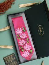 Pink Hand - Painted Woven Necktie - Floral Pattern - TOSSIDO