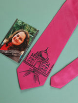 Pink Hand - Painted Woven Necktie - Taj Mahal - TOSSIDO