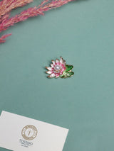 Pink Lotus Lily Pad Pearl Brooch - TOSSIDO
