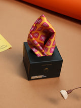 Pink & Mustard Geometric Pocket Square - TOSSIDO
