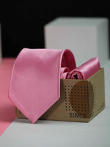 Pink Necktie & Pocket Square - TOSSIDO