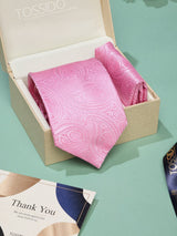 Pink Paisley Necktie & Pocket Square Giftset - TOSSIDO