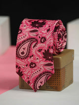 Pink Paisley Printed Necktie - TOSSIDO
