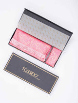 Pink Paisley Reversible Stole & Pocket Square Set - TOSSIDO