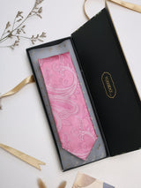 Pink Paisley Woven Silk Necktie - TOSSIDO