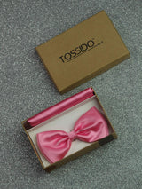 Pink Solid Bowtie & Pocket Square Set - TOSSIDO