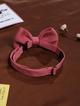 Pink Solid Knitted Bowtie - TOSSIDO