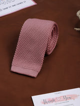 Pink Solid Knitted Necktie - TOSSIDO
