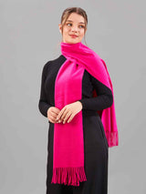Pink Solid Woolen Muffler - TOSSIDO